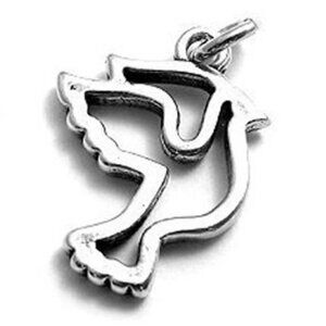 DOVE OF PEACE CUTOUT CHARM. SM. STERLING SILVER.